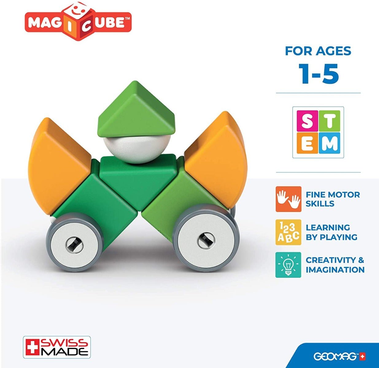 Geomag Magicube 4 Shapes Wheels 13pcs 00202 - Colorland Toys