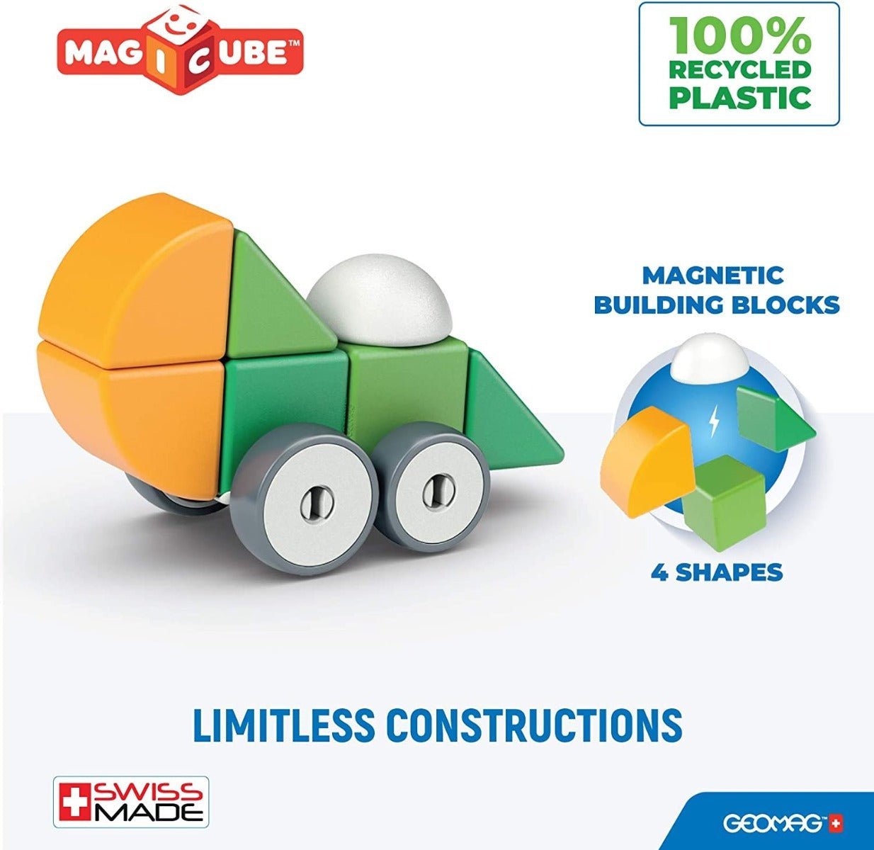 Geomag Magicube 4 Shapes Wheels 13pcs 00202 - Colorland Toys