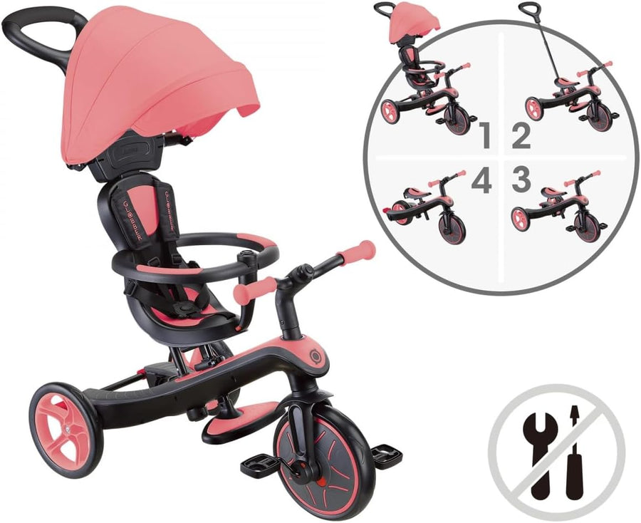 Globber 4 in 1 Explorer Tricycle & Balance Bike - Pastel Pink — image 5