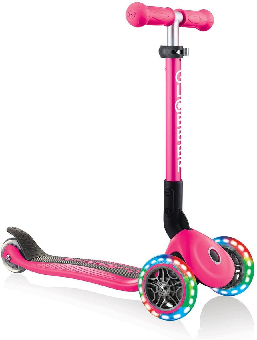 Globber Junior Foldable Lights Scooter Neon Pink 437-110