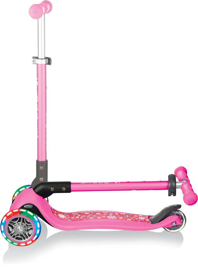 Globber Primo Foldable Fantasy Lights - Neon Pink/Flowers 434 - 110 - Colorland Toys