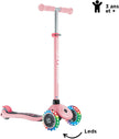 Globber Primo Lights 3-Wheel Scooter Pastel Pink for Kids 3-7