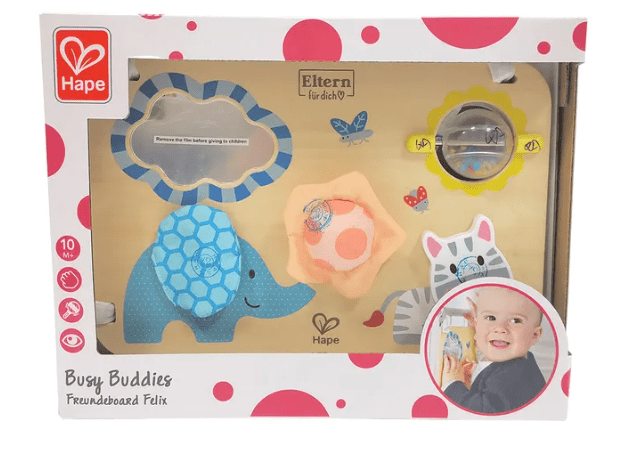 Hape Busy Buddies Crib - Sensory Activity Board - Colorland Toys