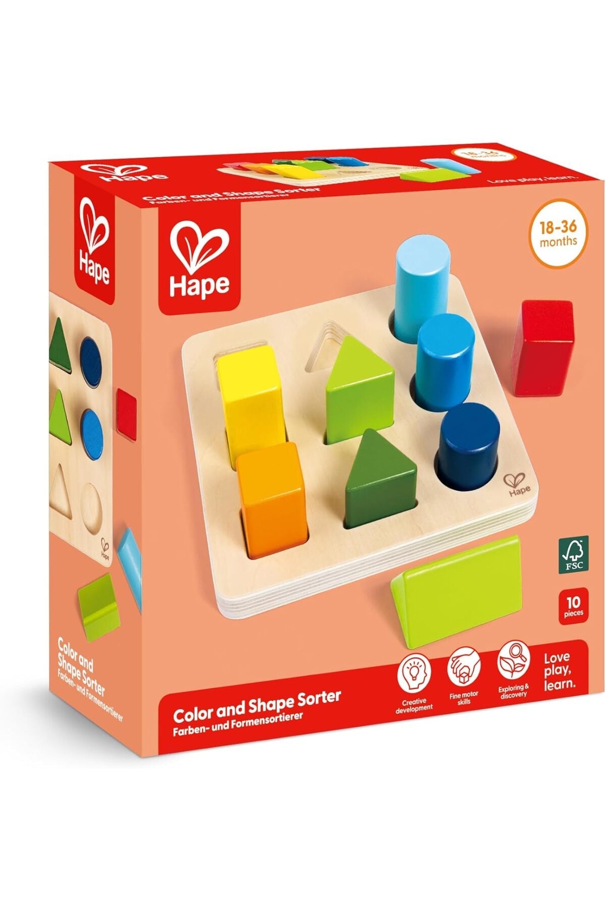 Hape Color and Shape Sorter – 9 Piece Educational Toy - Colorland Toys