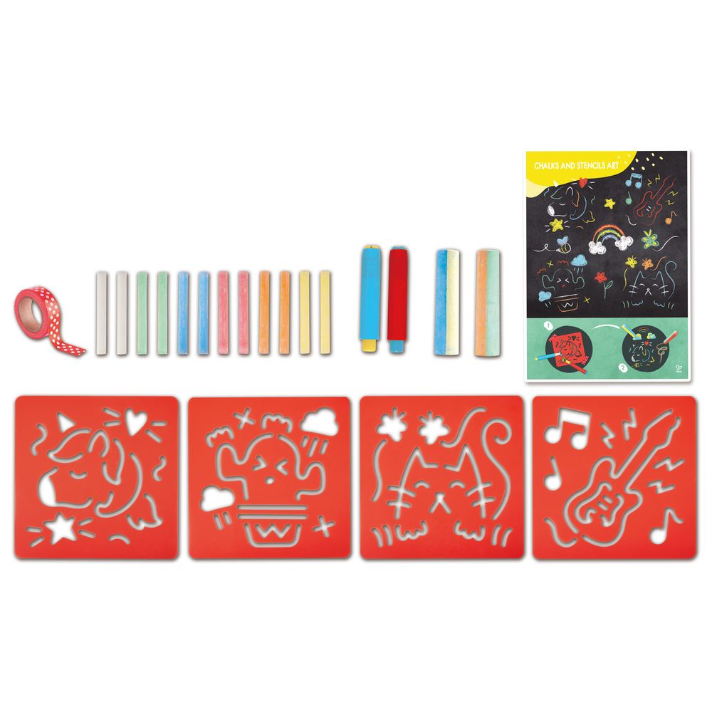 Hape - Colored Chalks & Stencils Art & Craft Set 22pcs - Colorland Toys