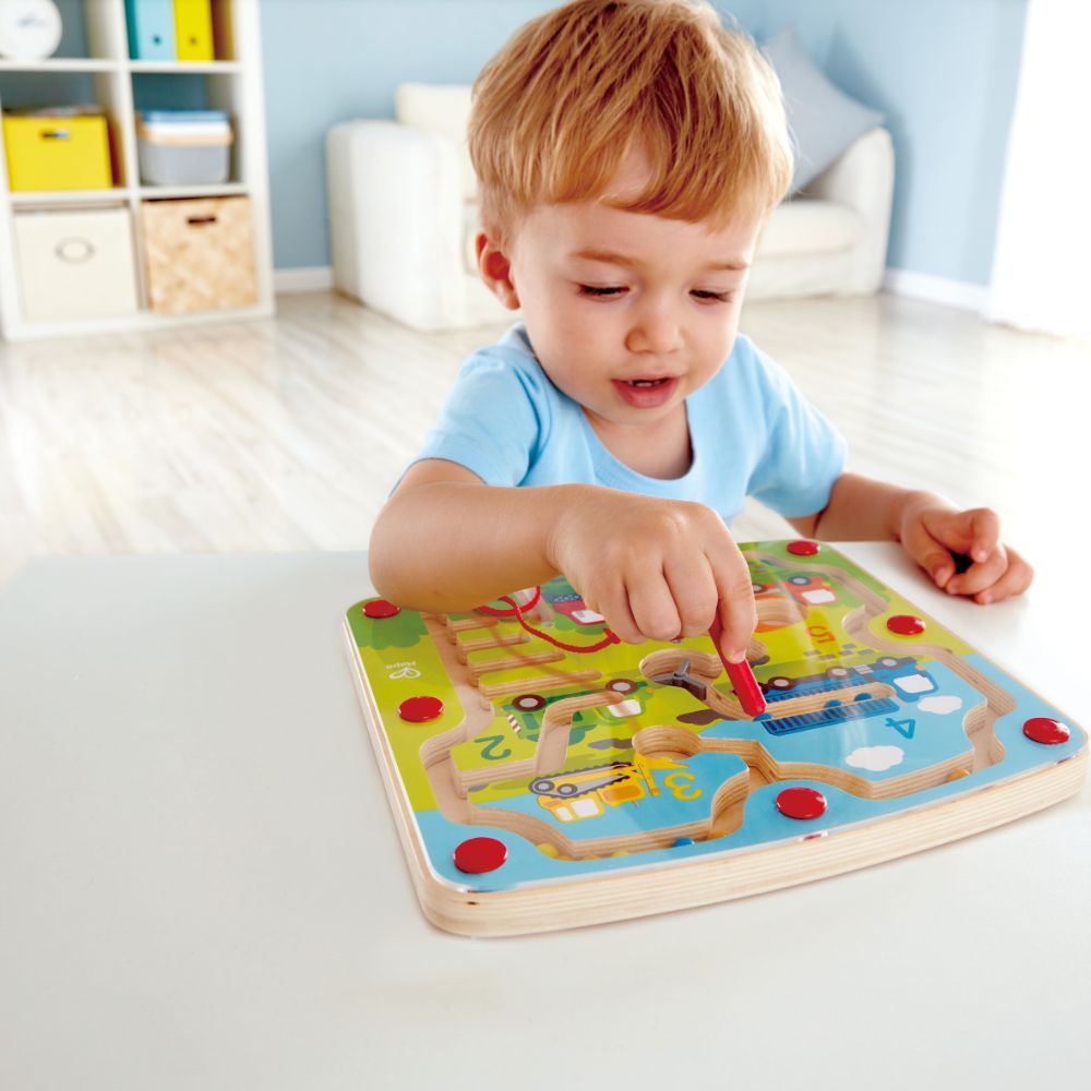 Hape Construction & Number Wooden Magnetic Ball Maze w/ Wand - Colorland Toys