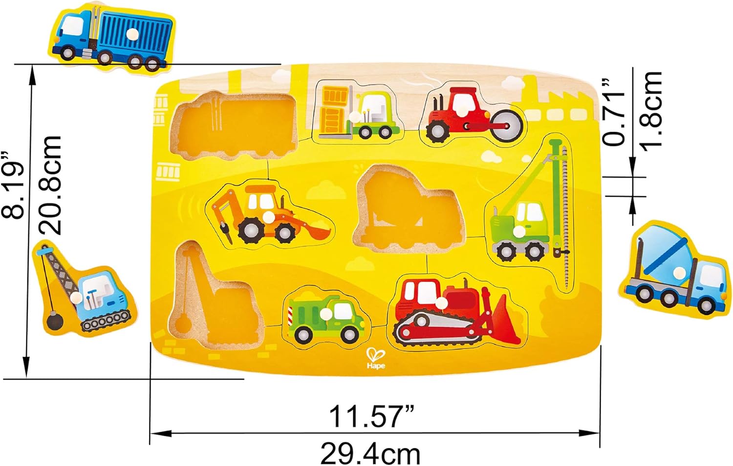 Hape Construction Peg Puzzle E1407 - Colorland Toys