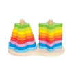 لعبة هابي الخشبية للتكديس والبناء قوس قزح المزدوج - 19 قطعة