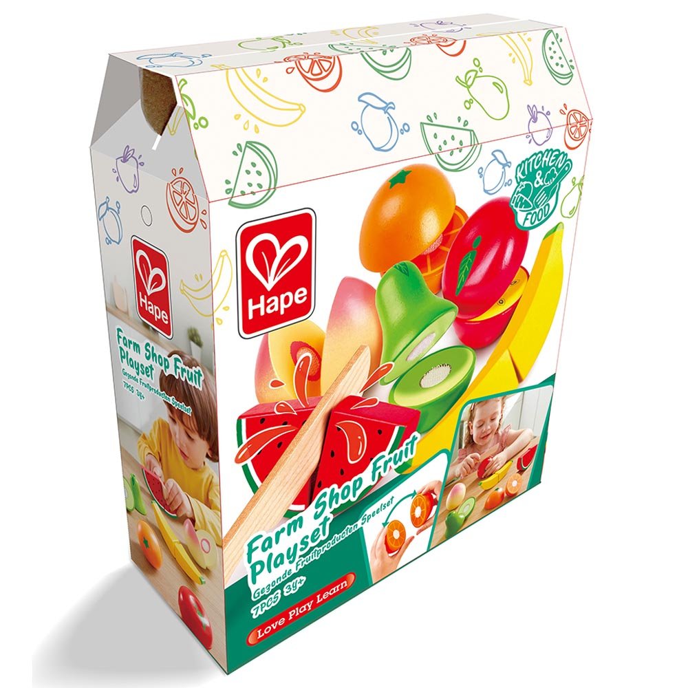Hape Farm Shop Fruit Wooden Playset 7 pcs - Colorland Toys