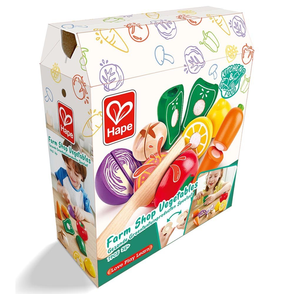 Hape Farm Shop Vegetables Kitchen and Food Wooden Playset - 7pcs - Colorland Toys