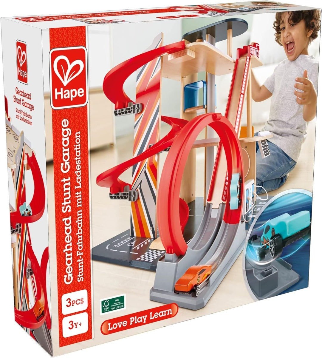 Hape Gearhead Stunt Garage Wooden Toy Car E3019 - Colorland Toys