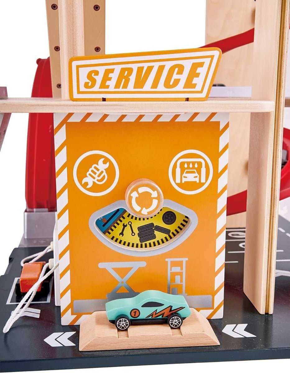 Hape Gearhead Stunt Garage Wooden Toy Car E3019 - Colorland Toys