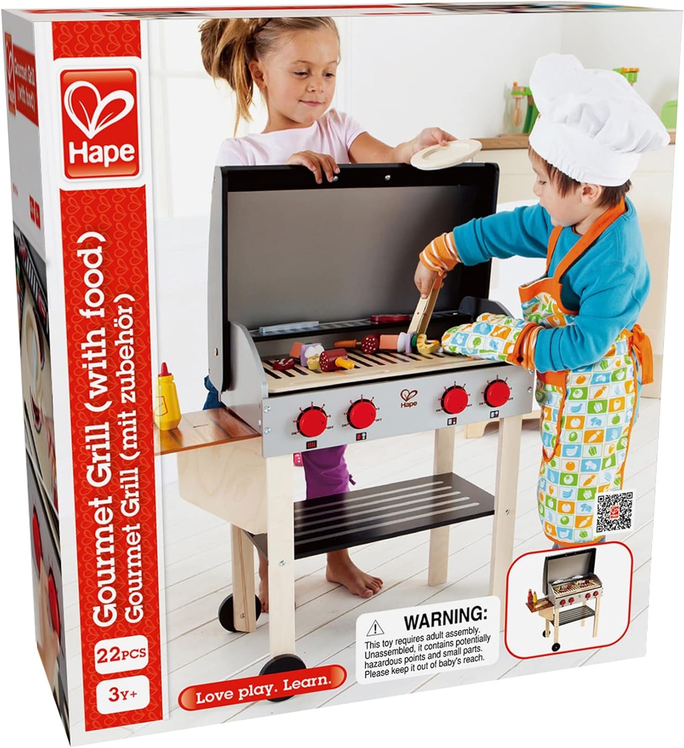 Hape Gourmet Grill (with food) Kitchen Playset - E3127 - Colorland Toys