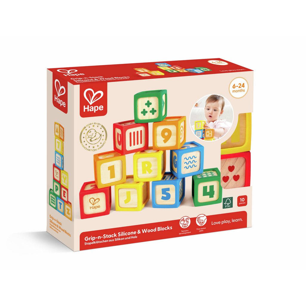 Hape Grip-n-Stack Silicone & Wood Blocks E0131 — image 1