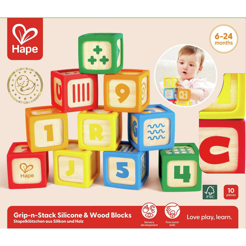 Hape Grip-n-Stack Silicone & Wood Blocks E0131 — image 3