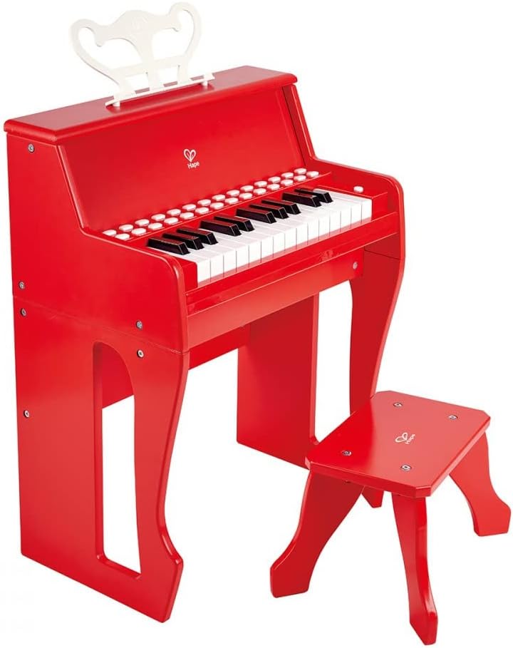 Hape Learn Piano W/ Lights & Stool Red E0630 - Colorland Toys
