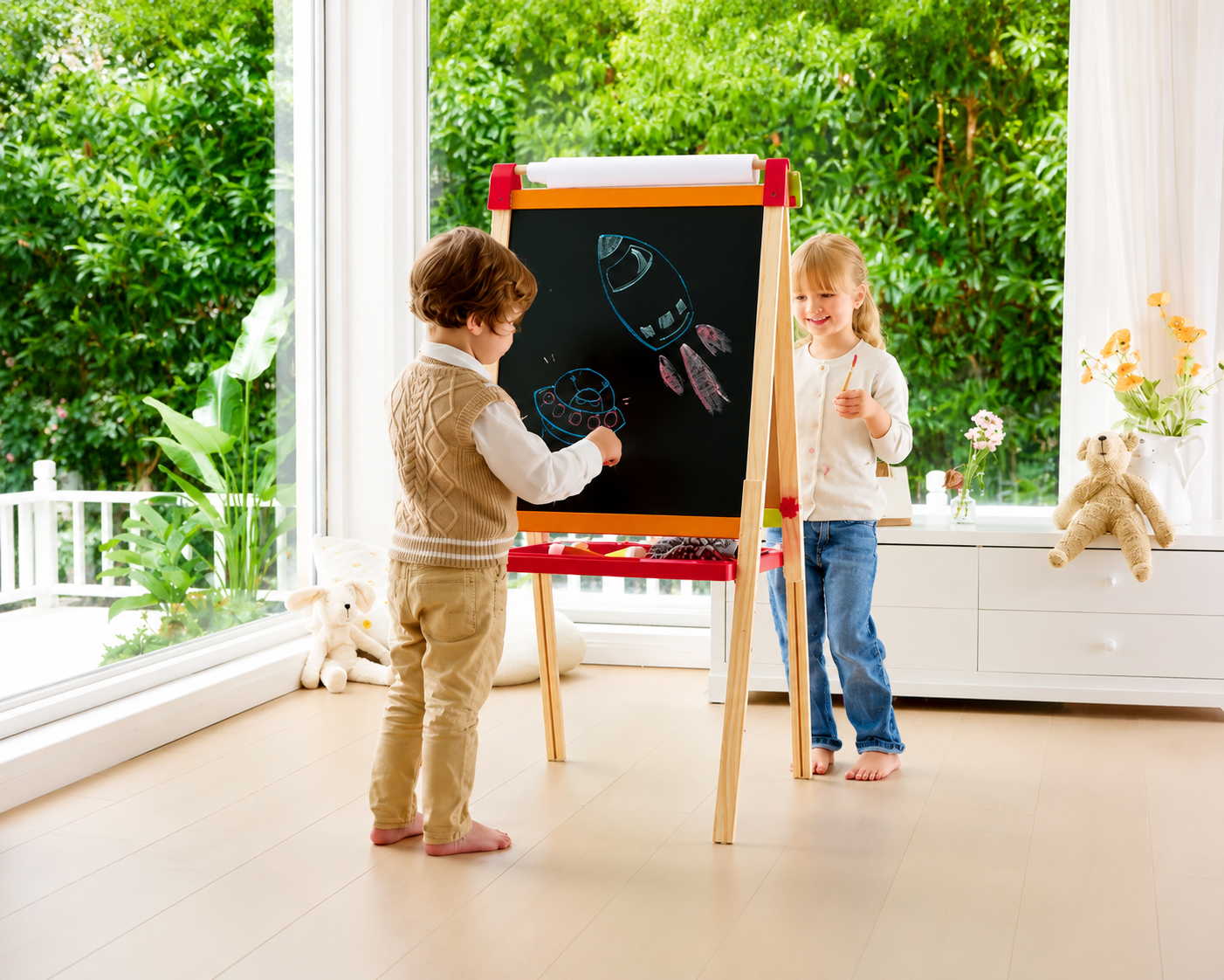 Hape Magnetic All-in-1 Double Sided Standing Easel E2016 - Colorland Toys