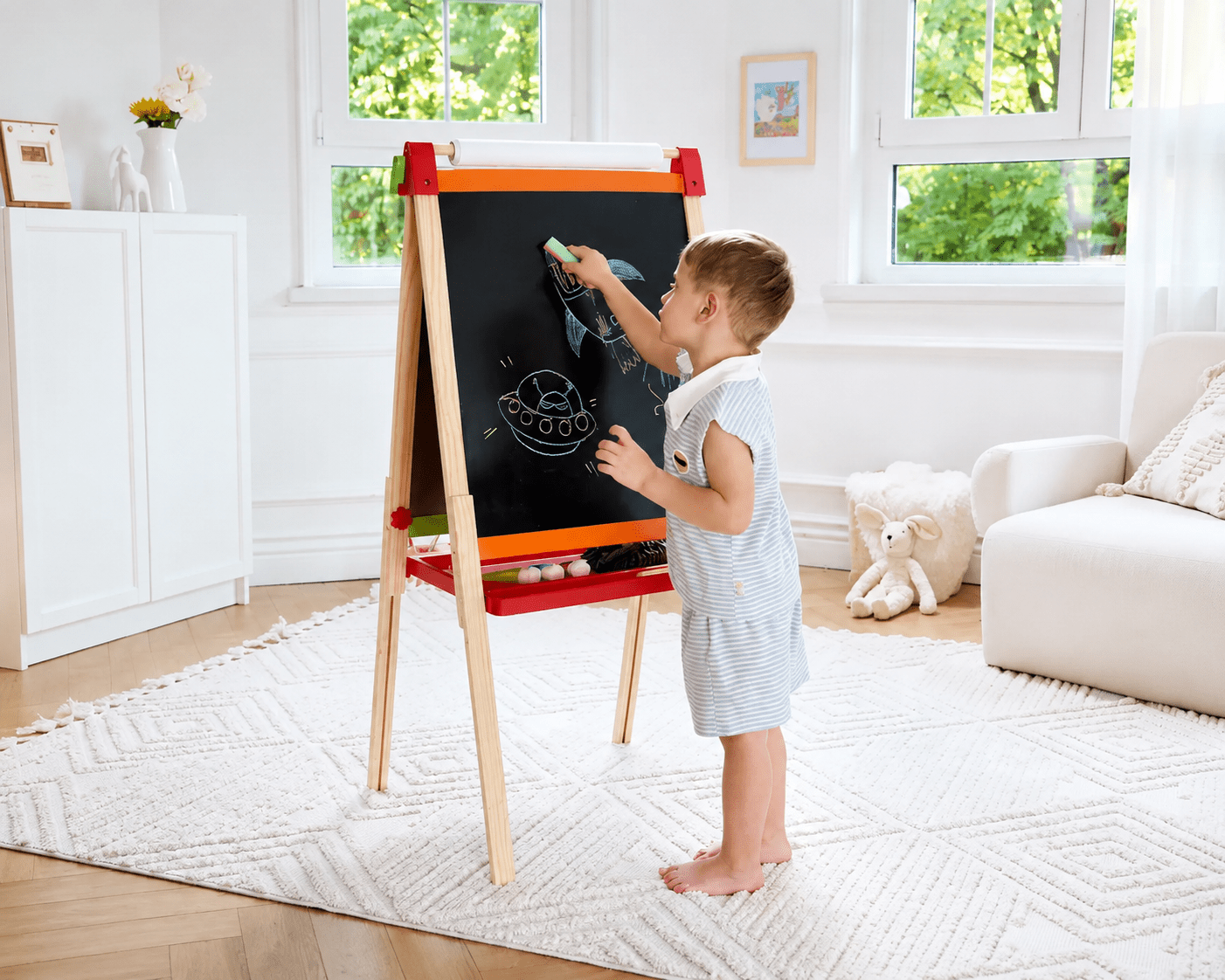 Hape Magnetic All-in-1 Double Sided Standing Easel E2016 - Colorland Toys
