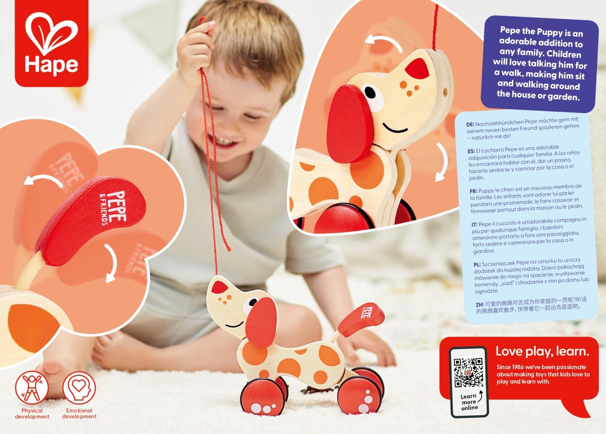 Hape Pepe Pull Along E0347 - Colorland Toys