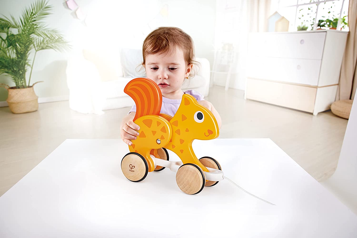 Hape Push and Pull Squirrel Wooden Pull Along Toy - Colorland Toys