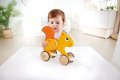 Hape Push and Pull Squirrel Wooden Pull Along Toy - Colorland Toys