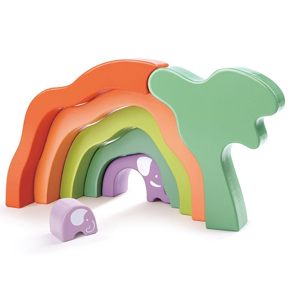 Hape Safari Elephant Wooden Stacking Blocks 7pcs - Colorland Toys