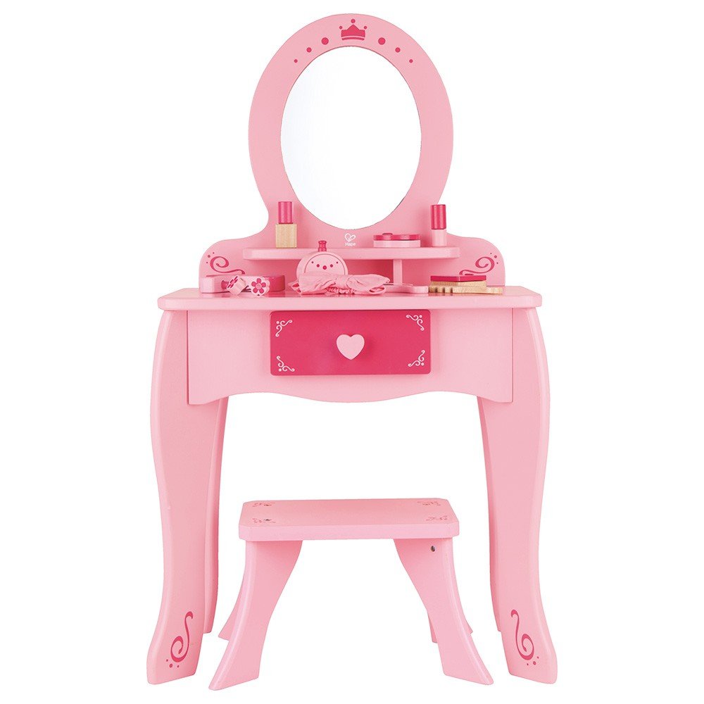 Hape Tickled Pink Girls Vanity Dresser Table and Stools E8350 — image 1