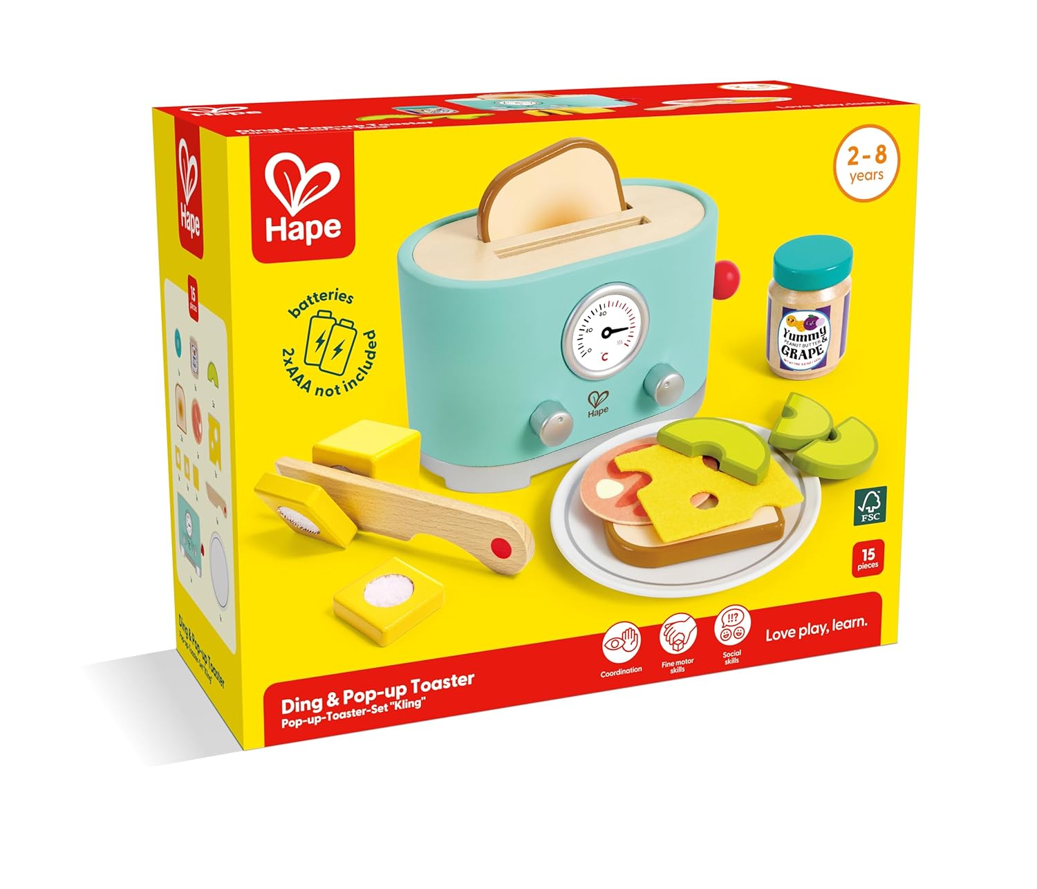 Hape Wooden Ding & Pop-Up Toaster — Kids' Play Kitchen Toy - Colorland Toys