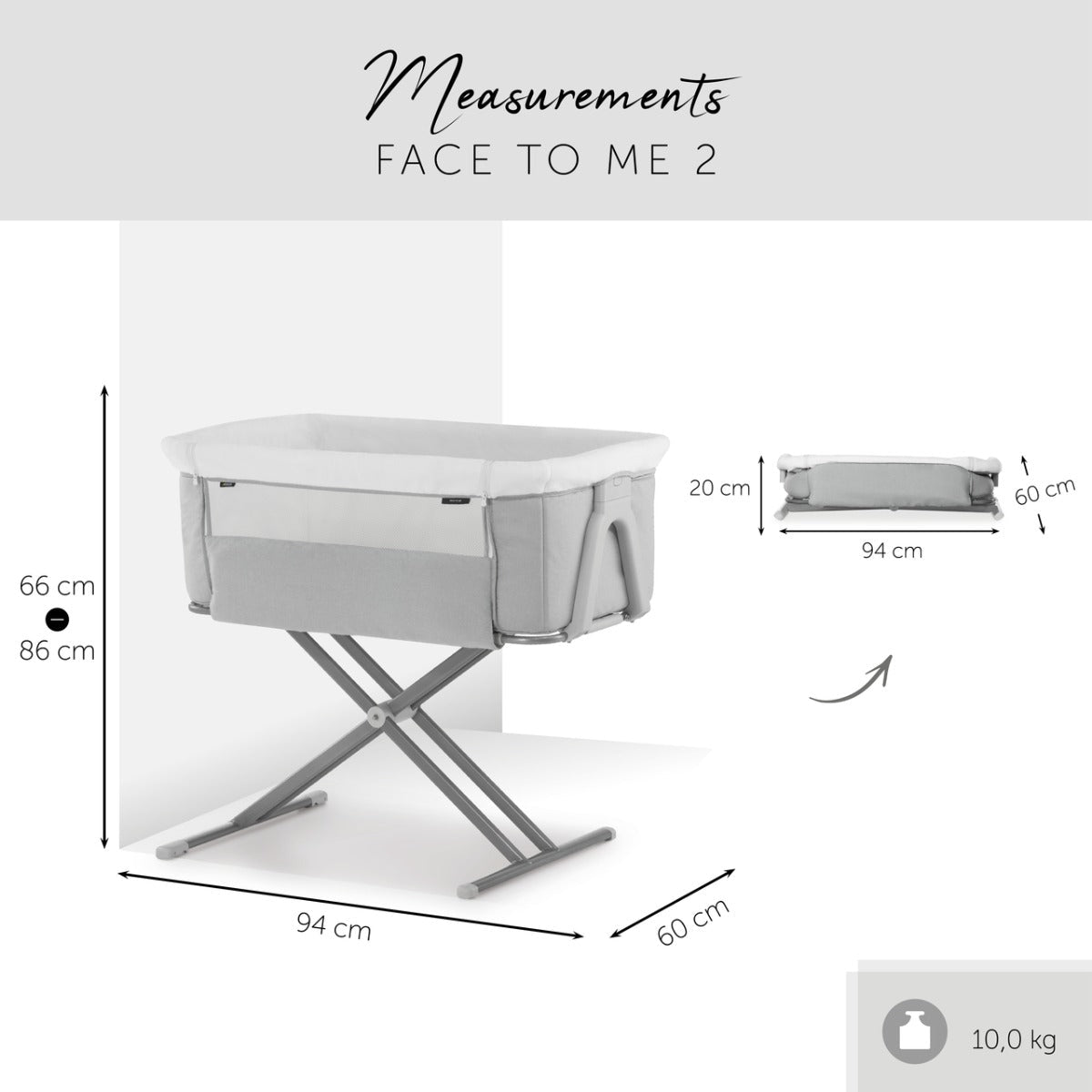 Hauck Face to Me 2 Melange Grey Baby Bed 608531 - Colorland Toys