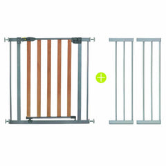 Hauck Woodlock Safegate 75 - 80cm with Extension 2pc 21cm Silver 596012 - Colorland Toys