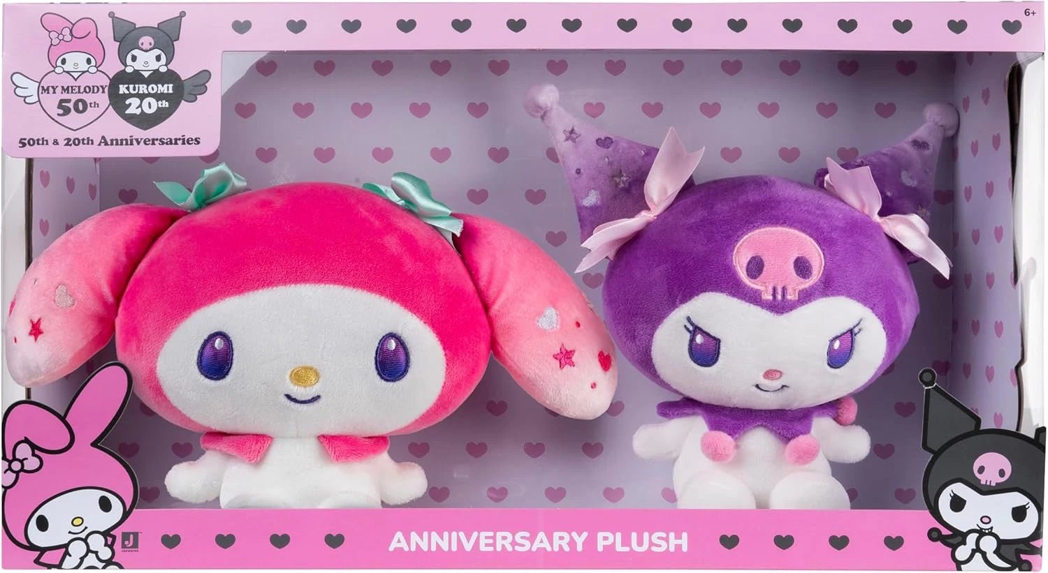 Hello Kitty 8 - Inch Plush 2 Pack 50th & 20th Anniversary Kuromi and Melody HKT0484 - Colorland Toys