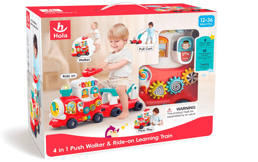 Hola 4-In-1 Push Walker&Ride-on Learning Train HE8990 — image 1