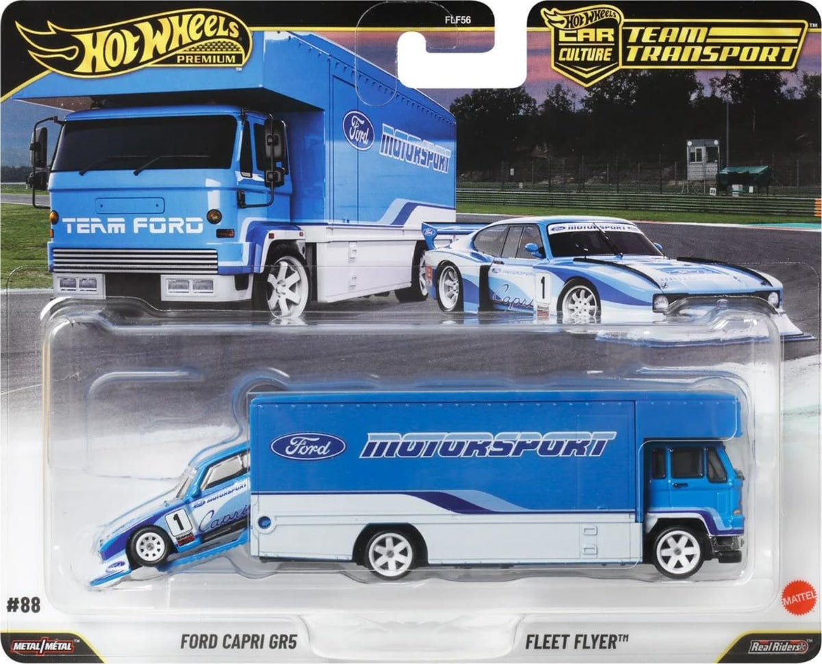 Hot Wheels Car Culture Team Transport 88 Ford Capri Gr5 & Fleet Flyer JHX89/FLF56 — image 4