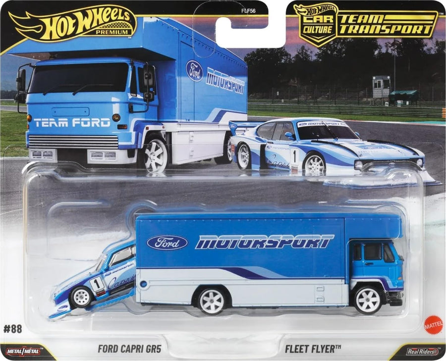 Hot Wheels Car Culture Team Transport 88 Ford Capri Gr5 & Fleet Flyer JHX89/FLF56 — image 4