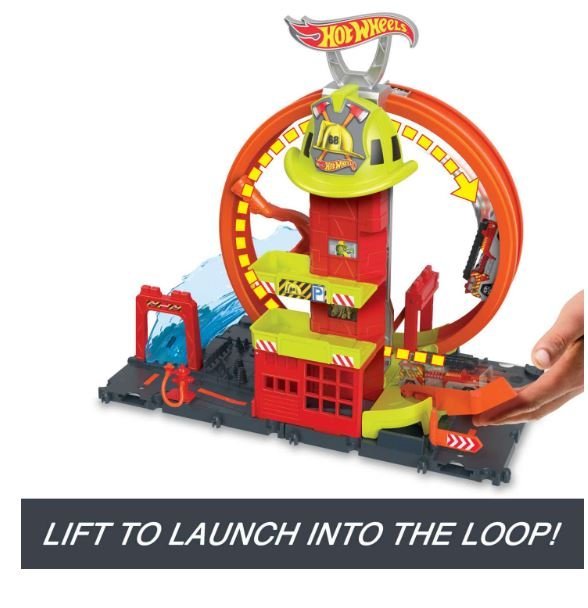 Hot Wheels City Super Loop Fire Station Playset, Track Set With 1 Toy Car — image 3