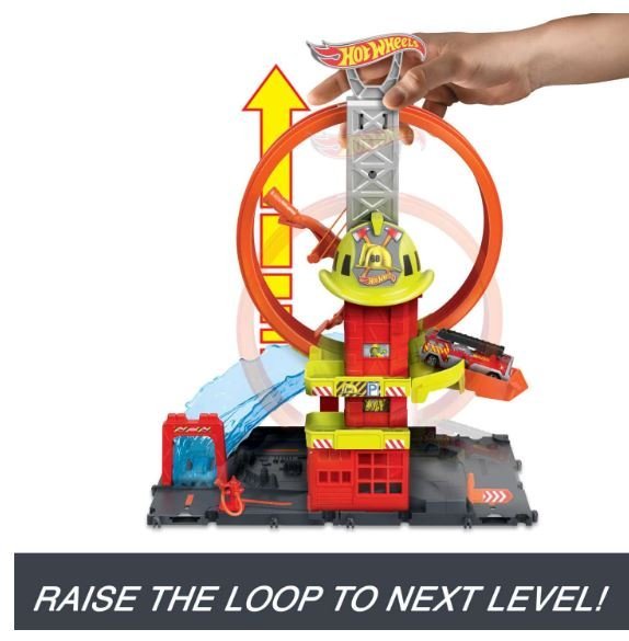 Hot Wheels City Super Loop Fire Station Playset, Track Set With 1 Toy Car - Colorland Toys