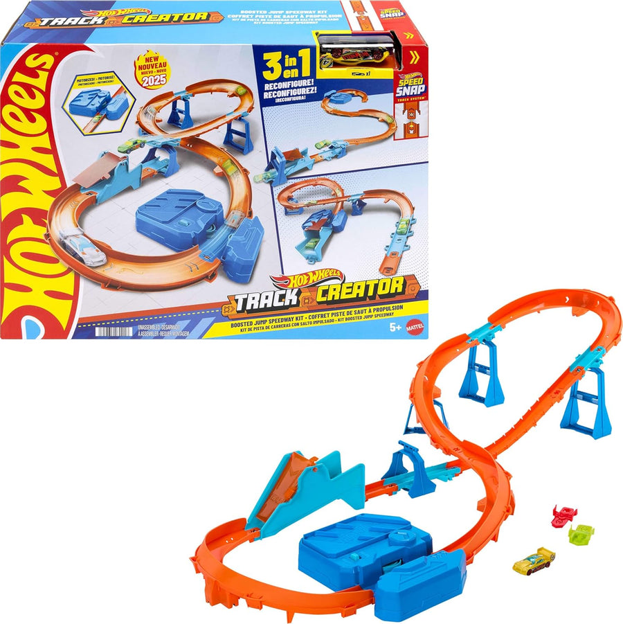 Hot Wheels Deluxe Building Box Track Set with Motorized Booster
