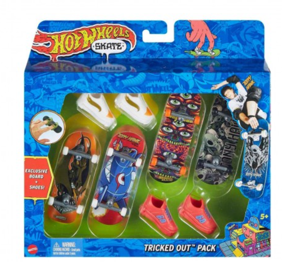 Hot Wheels Pack of 4 Skate Tony Hawk Fingerboard With Shoe HVM14/HGT84 — image 1