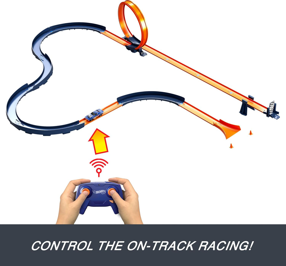 Hot Wheels R/C 1:64 Trackset with Remote Control Car, 30+ Pieces — image 3