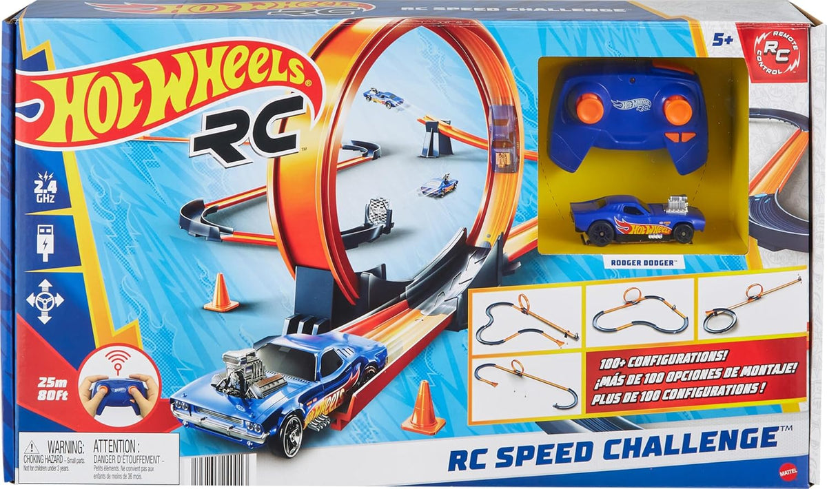 Hot Wheels R/C 1:64 Trackset with Remote Control Car, 30+ Pieces — image 1