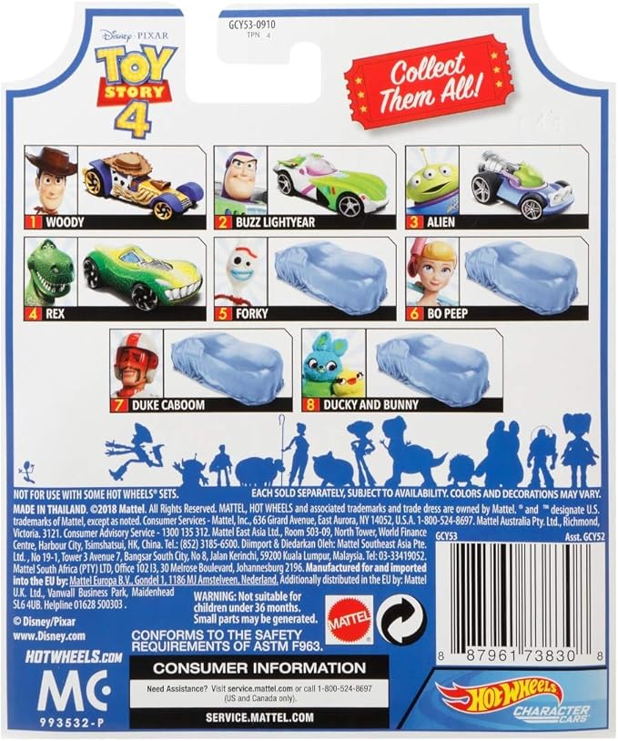 Hot Wheels Toy Story 4 Character Car Woody GCY52 - Colorland Toys