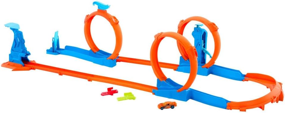 Hot Wheels Triple Loop Track Set with 1:64 Car, JDW39 - Colorland Toys