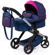 Bayer Design Dolls Pram XEO - Blue with Pink Hearts, Unicorn