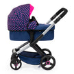 Bayer Design Dolls Pram XEO - Blue with Pink Hearts, Unicorn