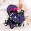 Bayer Design Dolls Pram XEO - Blue with Pink Hearts, Unicorn