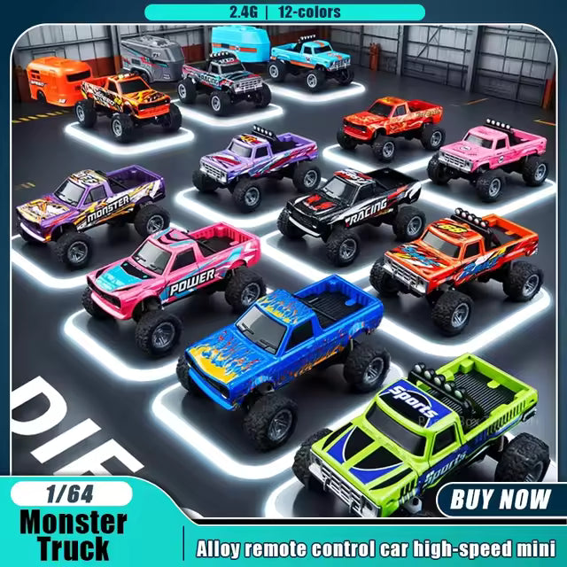 Mini RC Truck 1:64 Scale Remote Control Monster Truck - Assorted 1 pc — image 26