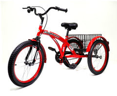 Bronco 20 Inch Three Wheel with Basket - Red - Colorland Toys