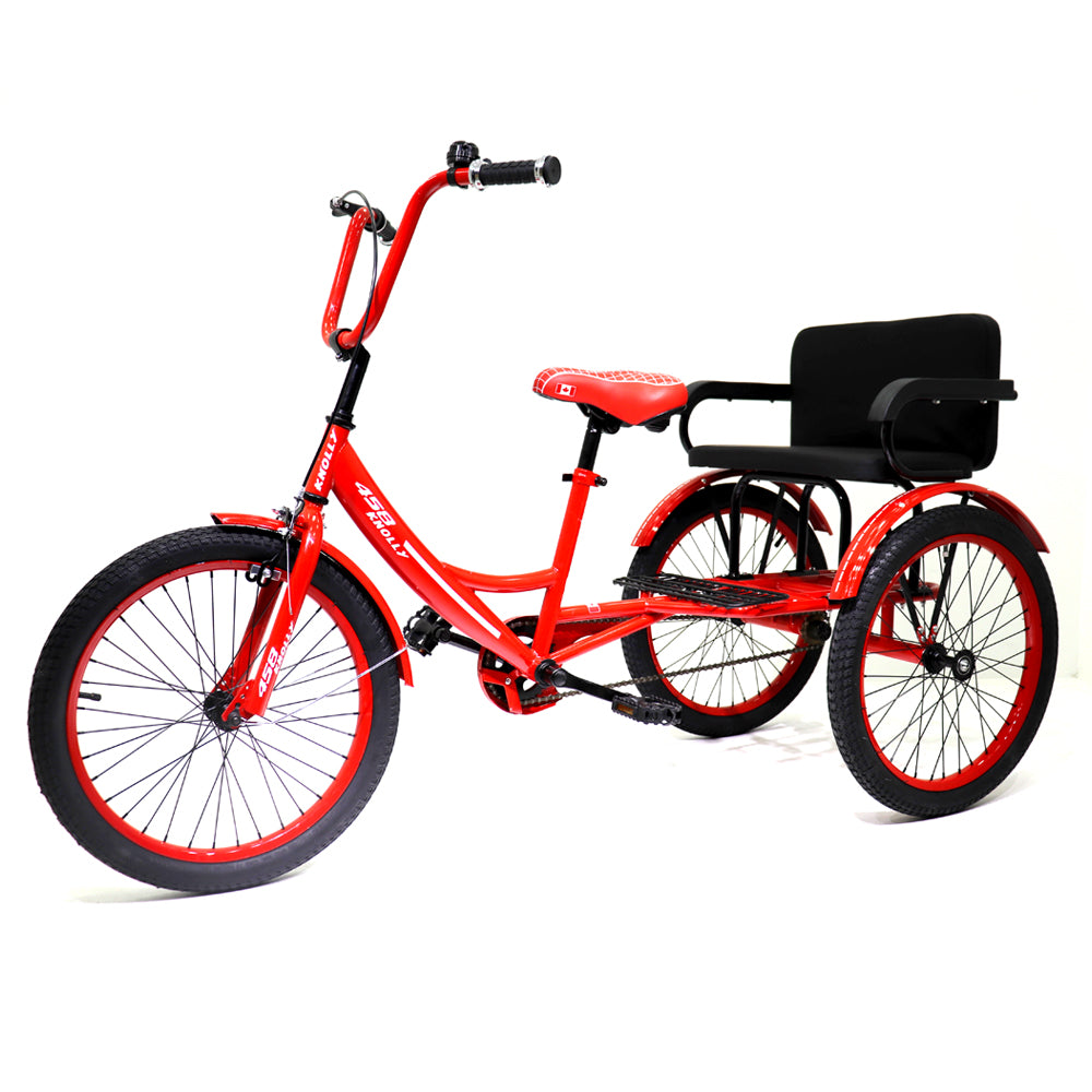 Knolly Three Wheel Bicycle 12 Inch Double Seat Red - Colorland Toys