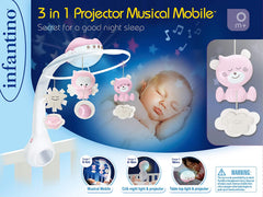 Infantino 3 - in - 1 Projector Musical Mobile Pink IN004914 - Colorland Toys