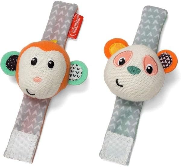 Infantino Wrist Rattles Monkey/Panda IN206892 - Colorland Toys